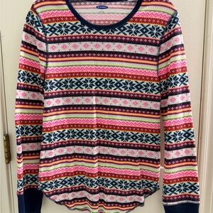 Old Navy Colorful Patterned Knit Thermal Top